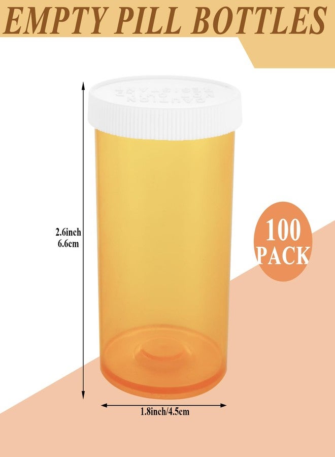 DAJAVE 100 Pack Empty Pill Bottles with Cap, 20 Dram Prescription Vials, Plastic Medicine Bottles for Pill, Crafts, Candy, Supplements (Orange) - Image 2